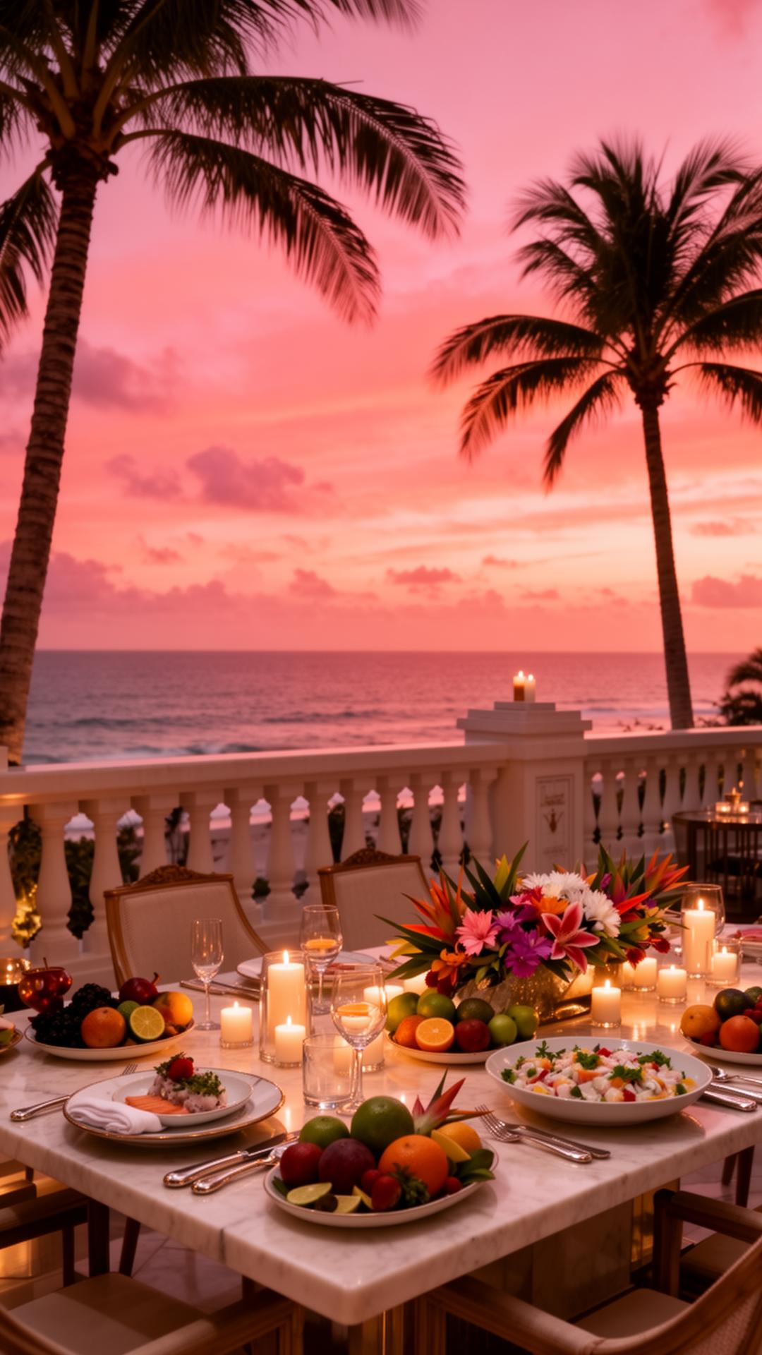 Sunset terrace dining at The Dream House Miami